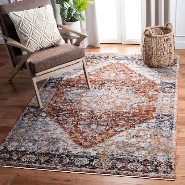 Limitee 4 ft. x 6 ft. Beige/Rust Distressed Medallion Area Rug