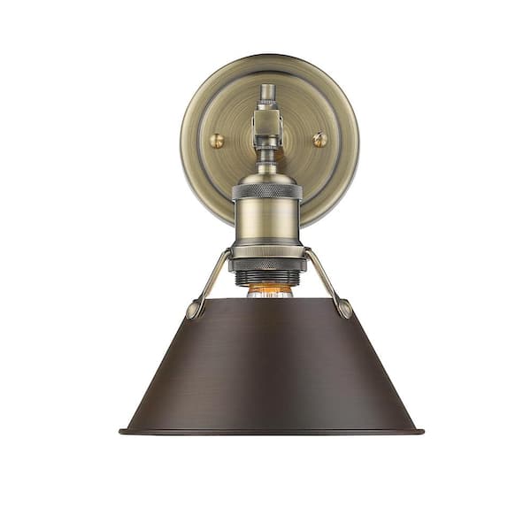 Golden Lighting Orwell AB 1-Light Aged Brass Bath Light with Rubbed Bronze Shade