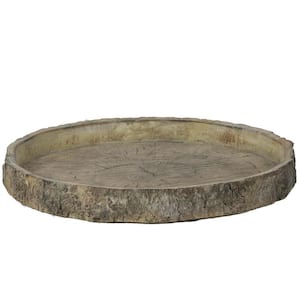 2 in. Faux Wood Round Plate Garden Statue