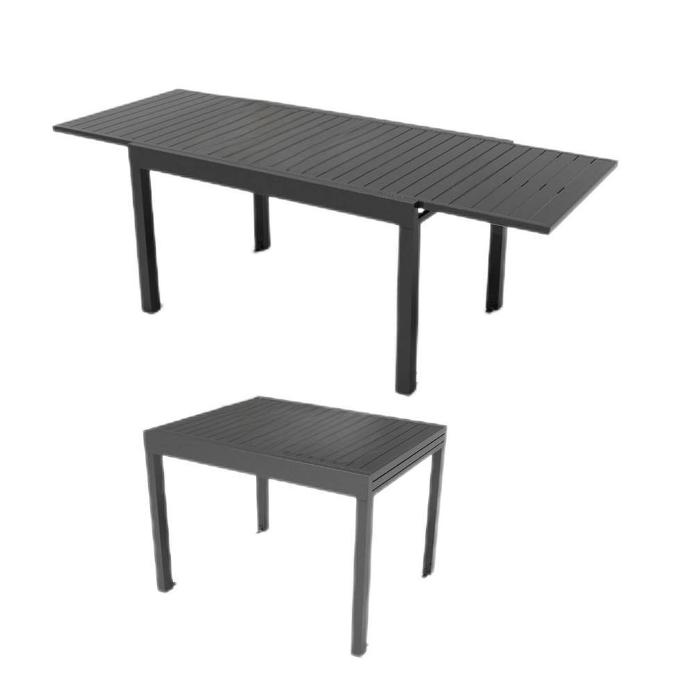 Rectangular Aluminum Outdoor Dining Table with Extension 35 in. 71 in. Adjustable Table for 4-6 Person 1-Piece-Dark Gray price history on PriceWatchPro