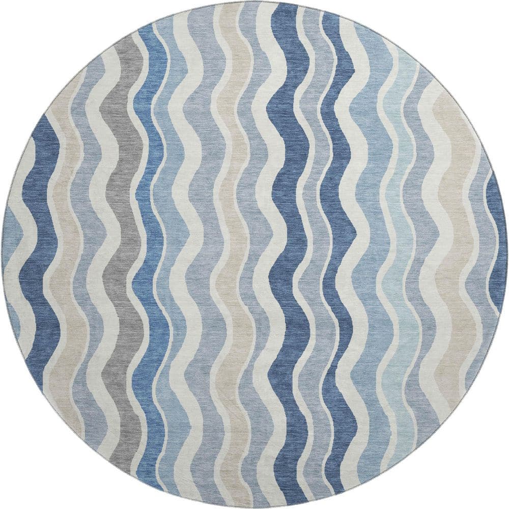 Mayfield Premium Machine Washable Abstract AMF2342 Blue 8 ft. x 8 ft. Round Rug price history on PriceWatchPro