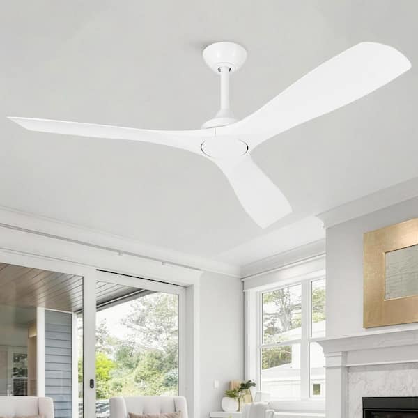 52 in. Indoor/Outdoor Modern Matte White Ceiling Fan with 6-Speed Remote Control and DC Motor