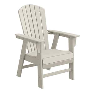 Altura Outdoor Patio Fade Resistant HDPE Plastic Adirondack Style Dining Chair with Arms in Sand