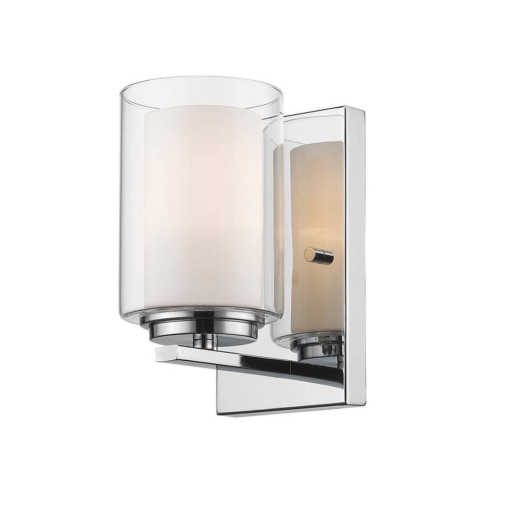 Willow 8" Chrome Wall Sconce with Matte Opal Glass Shade