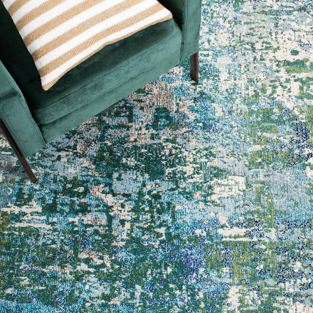 Elegant Madison 6' x 9' Green/Turquoise Synthetic Area Rug