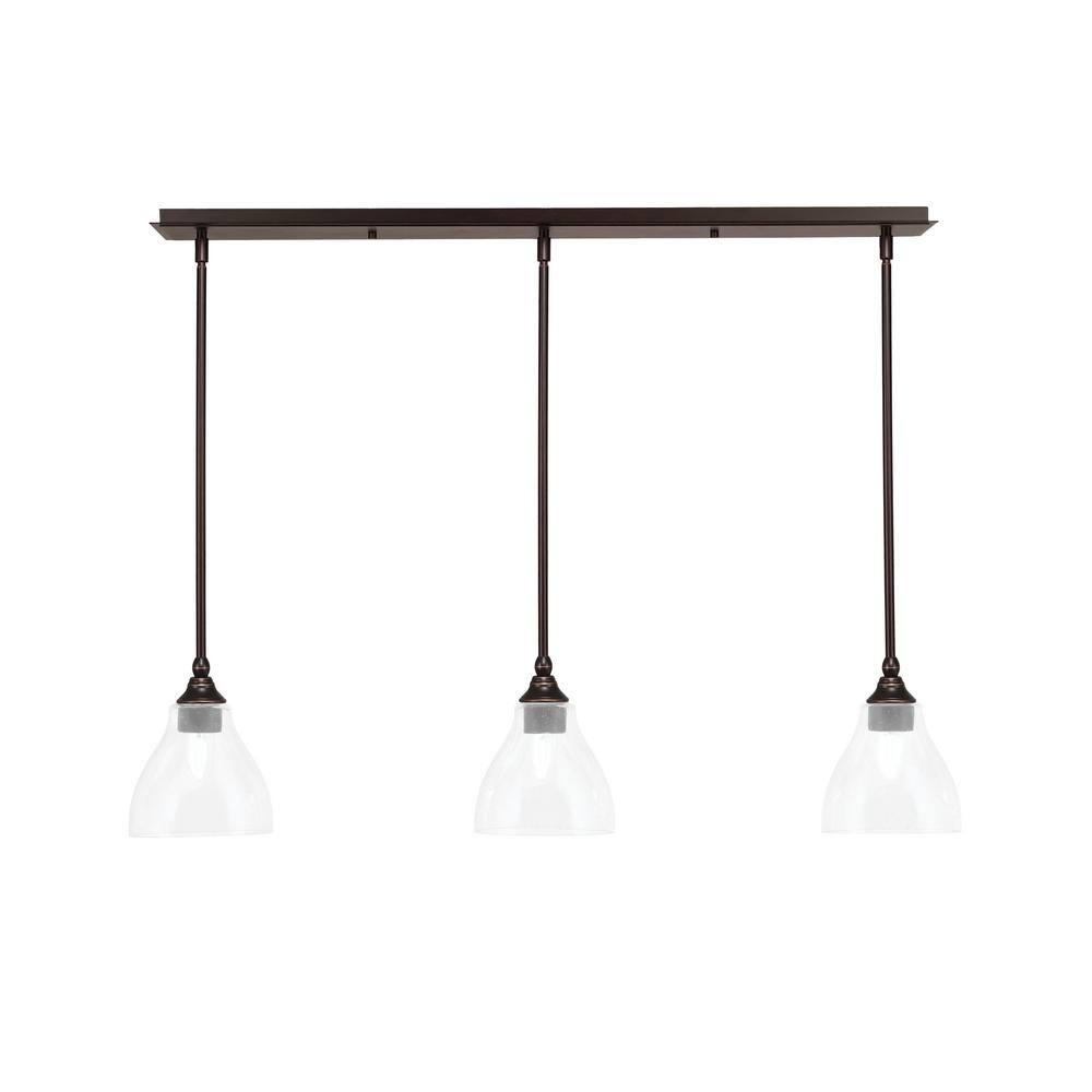 Livingston 100-Watt 3-Light Dark Granite Shaded Pendant Light with 6.25 in.