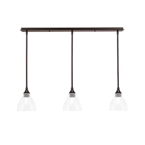 Livingston 100-Watt 3-Light Dark Granite Shaded Pendant Light with