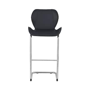 26 in. Black Low Back Metal Counter Height Bar Chair with Wood Seat Set of 4