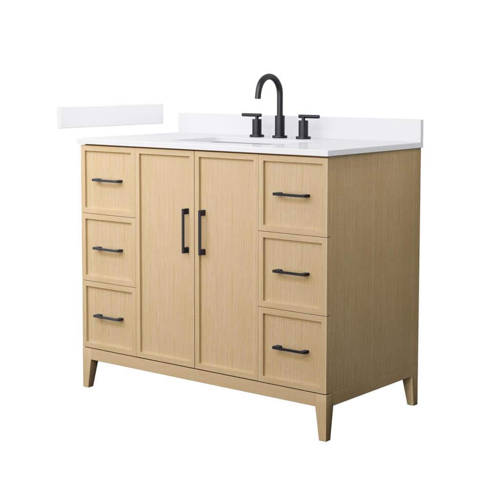 Elan 42'' White Oak Single Bathroom Vanity with Quartz Top