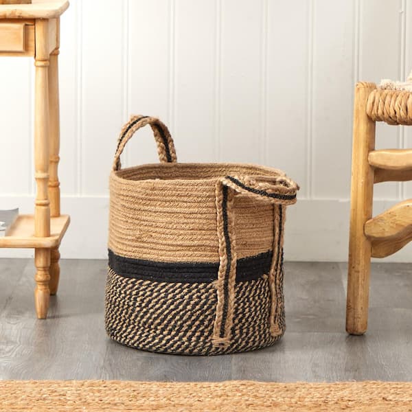 12.5 in. Agnes Medium Brown Lampakanay Seagrass Basket Planter (12.5 in. D  x 13.8 in. H) with attached liner