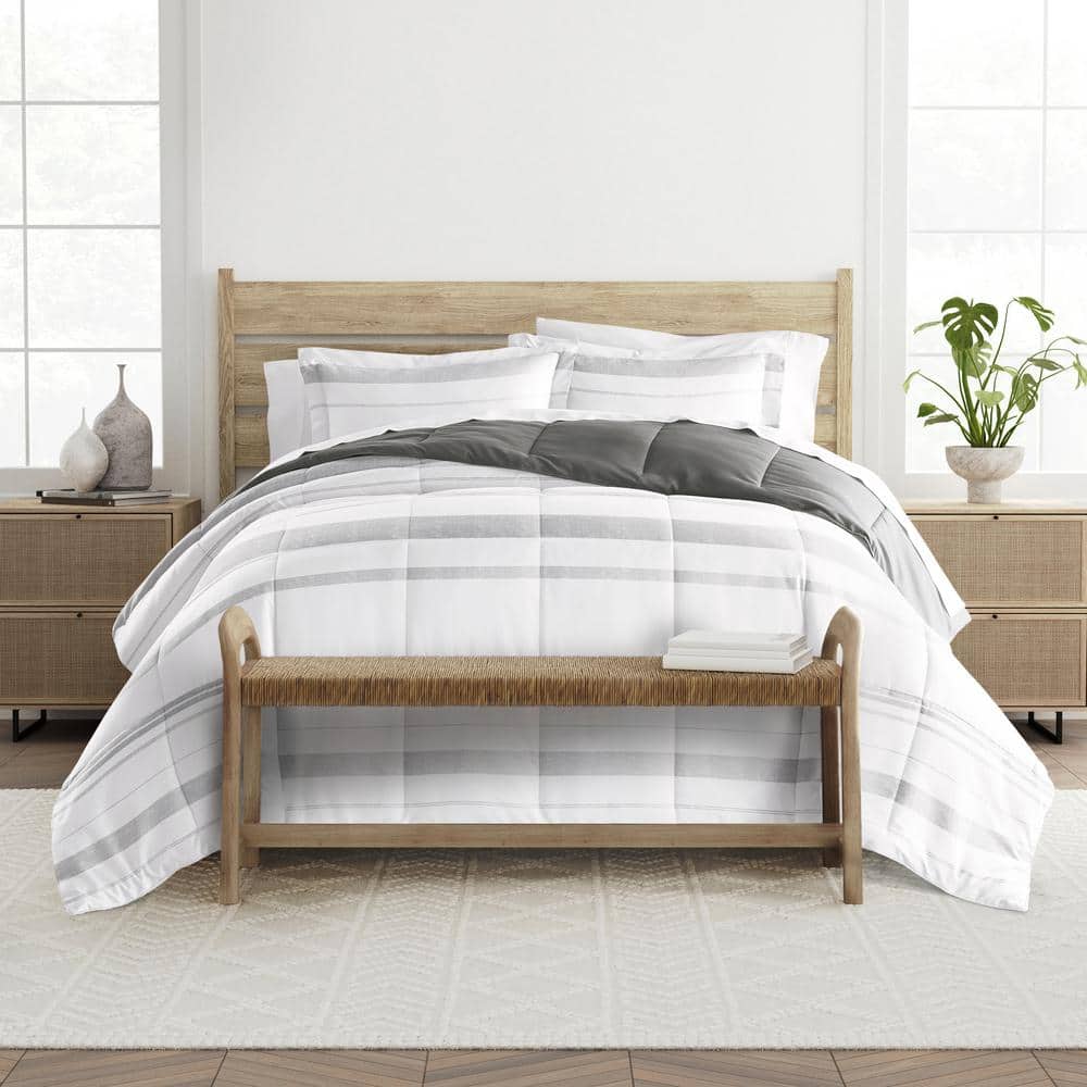 King Gray Reversible Down Alternative Comforter Set