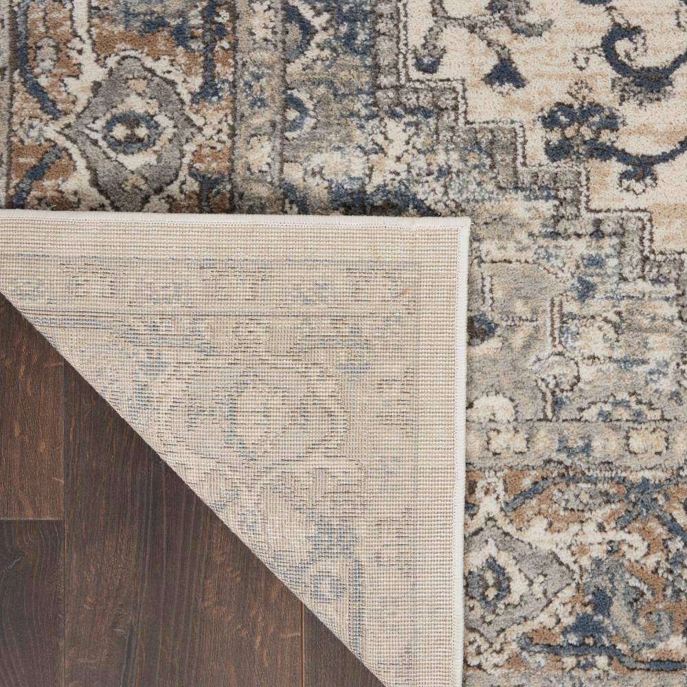 Ivory Grey Synthetic Oval Persian Area Rug 12' x 15'