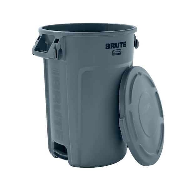 BRUTE 34 Gal. Trash Can with Lid and Venting Channels