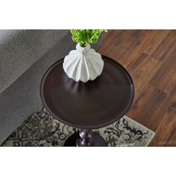 Bellkirk Round Dark Bronze Metal Accent Table (14.5 in. W x 22.25 in. H)