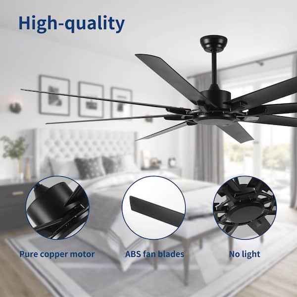 72 in. Black Large Downrod Mount HVLS Industrial Ceiling Fan with
