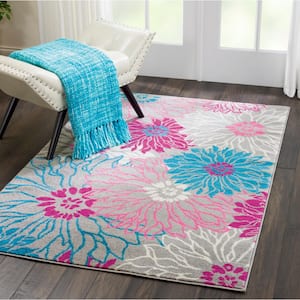 Passion Grey 4 ft. x 6 ft. Floral Contemporary Area Rug