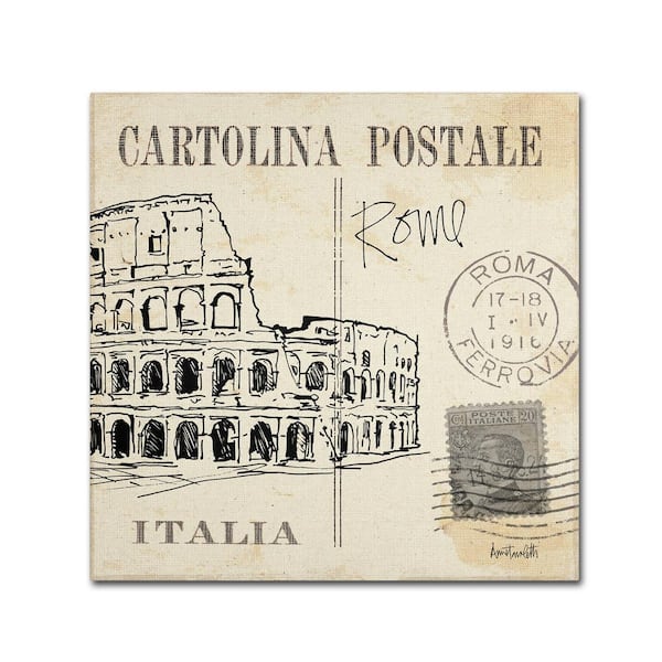 Trademark Fine Art 14 in. x 14 in. "Postcard Sketches IV" by Anne Tavoletti Printed Canvas Wall Art