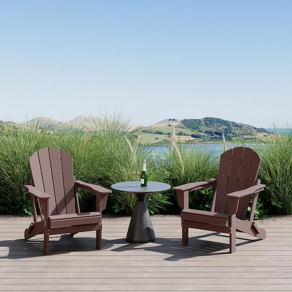 Laguna 2-Pack Fade Resistant Outdoor Patio HDPE Poly Plastic Classic Folding Adirondack Chairs in Dark Brown