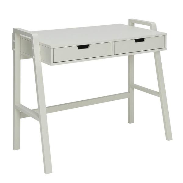 USL 39 in. Rectangular Polar White 2 Drawer Writing Desk with Built-In Storage
