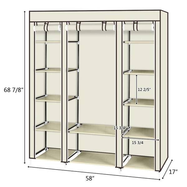 SONGMICS 59 Closet Organizer Wardrobe Closet Portable Closet Shelves, Closet Storage Organizer with Non-Woven Fabric