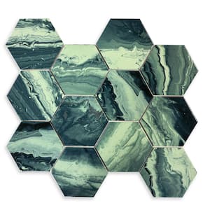 Selleny Hex Emerald 5.5 in. x 6.3 in. Glossy and Matte Mix Porcelain Artistic Glaze Floor Wall Tile (4.73 sq. ft./Case)