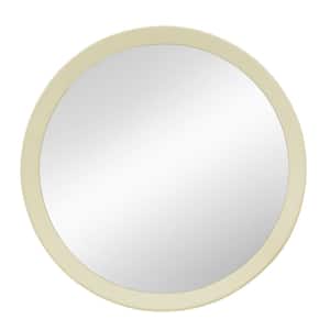 19.7 in. W x 19.7 in. H Small Round Wood Framed Wall Bathroom Vanity Mirror in Cream