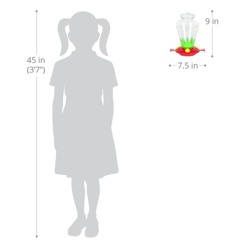 Clear Plastic Hanging Hummingbird Feeder with Red Base