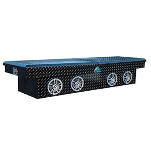 72 in. Black Aluminum Full Size Crossover Truck Tool Box with 4 Speakers, Blue Lighting and Cooler