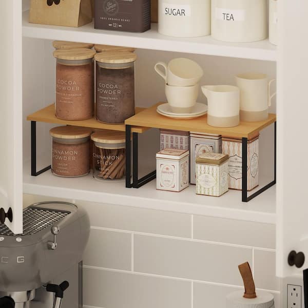 Ravel Beech/Black Nestable Kitchen Counter Shelves (Set of 2)