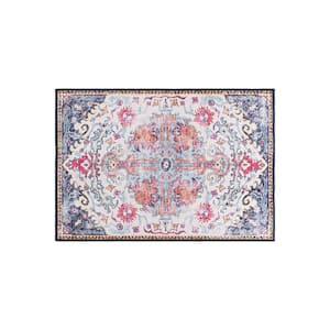 Multi 2 ft. 1 in. x 3 ft. Distressed Bohemian Machine Washable Area Rug