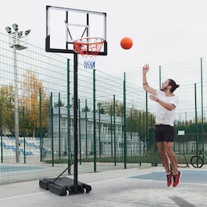 Portable Basketball Hoop Basketball System with 4.76 ft. x 10 ft. Height Adjustment and LED Light for Youth