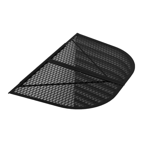 feldhawk Window Well Cover 38 in. H x 72 in. W x 3.5 in. D Powder Coated Black Steel, D Shaped Egress Covering Semi-universal fit