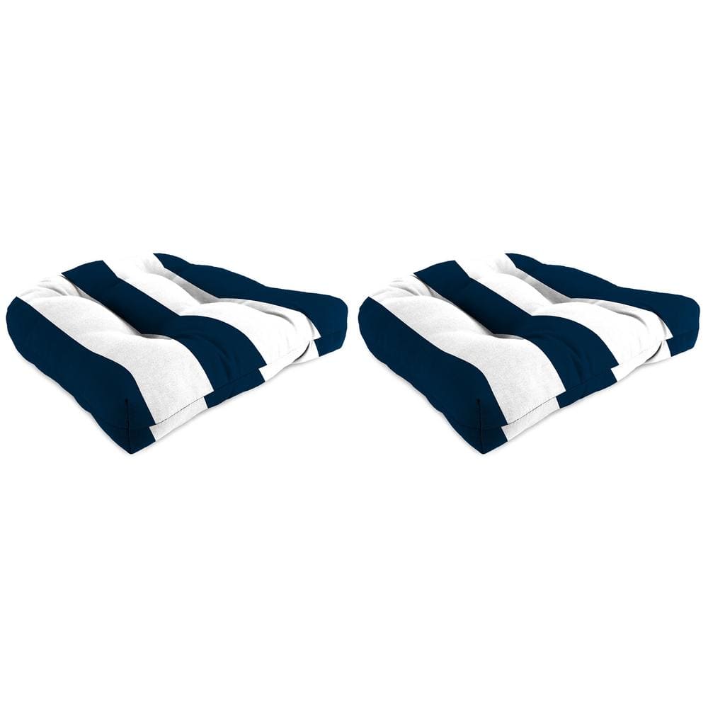 18 in. L x 18 in. W x 4 in. T Tufted Outdoor Wicker Seat Cushion in Cabana Navy (2-Pack) price history on PriceWatchPro