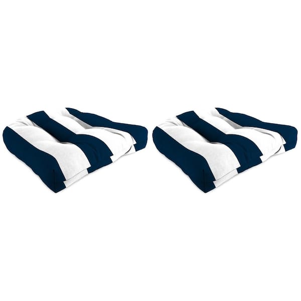Jordan Manufacturing 18 in. L x 18 in. W x 4 in. T Tufted Outdoor Wicker Seat Cushion in Cabana Navy (2-Pack)