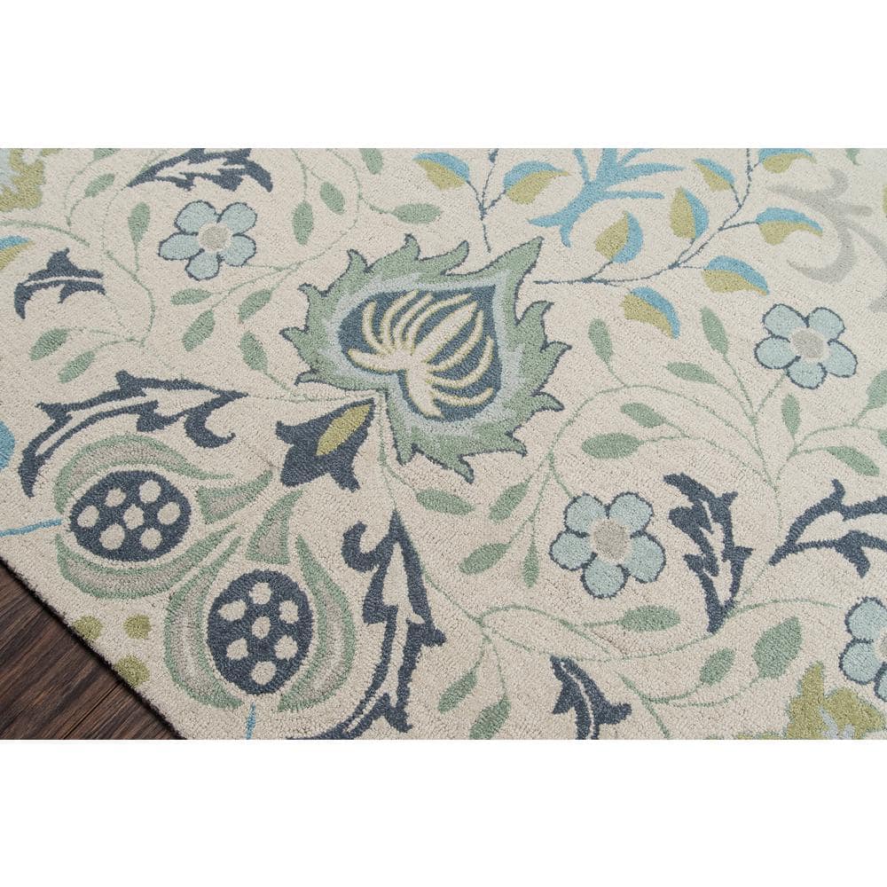 Blue Floral Hand-Tufted Wool Runner Rug, 2'3" x 8'
