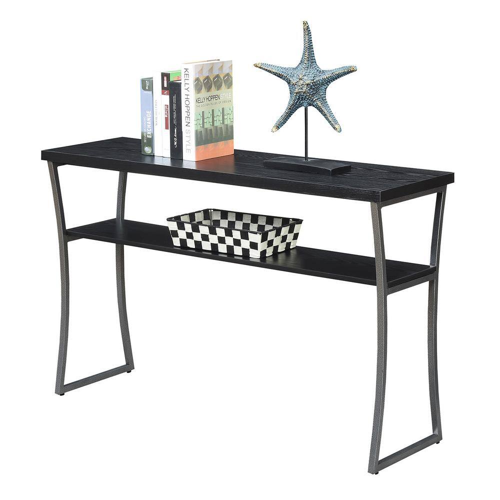 X-Calibur Black Woodgrain Console Table with Storage