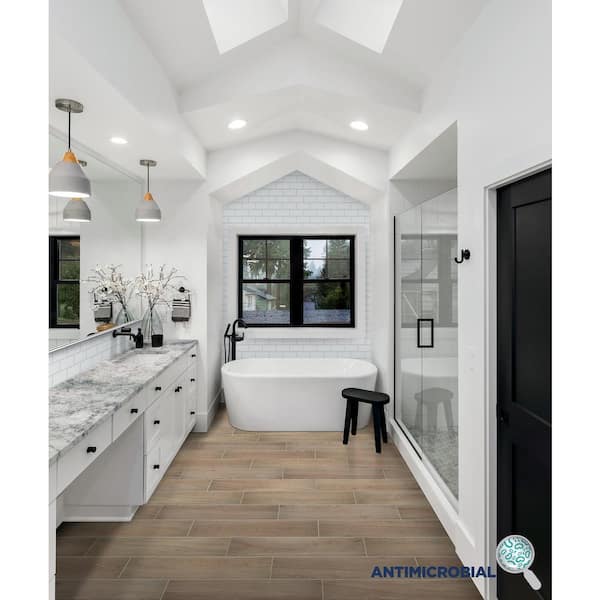 EpicClean Sequoia Forest Butter Pecan 4 in. x 8 in. Color Body Porcelain Floor and Wall Sample Tile