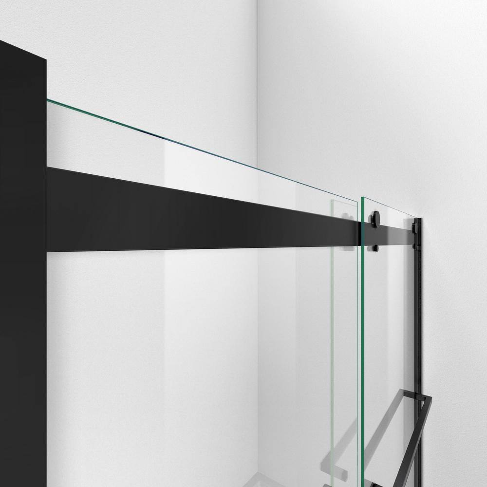Satin Black Clear Glass Semi-Frameless Shower Door 60" x 76"