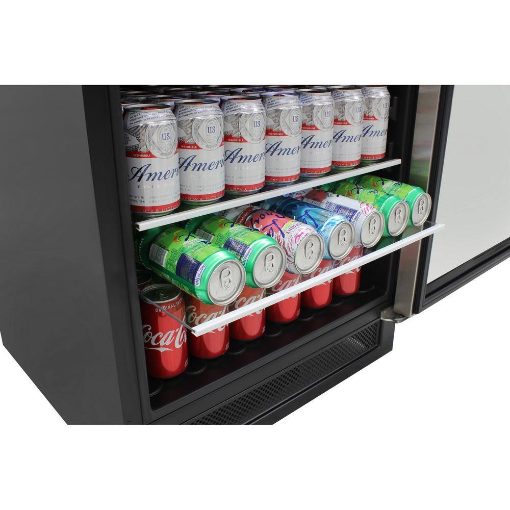 Stainless Steel 24-Inch Wine and Beverage Cooler with Interior Lighting