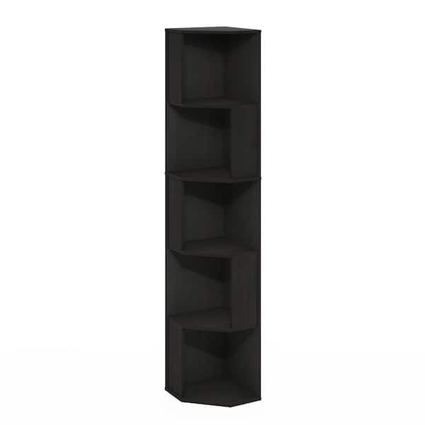 Econ 60.71 in. Tall Espresso 5-Shelf Wood Corner Bookcase