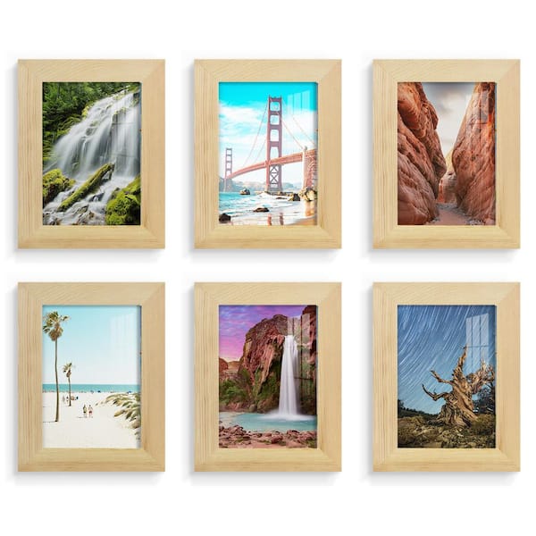 Wexford Home Woodgrain 3.5 in. x 5 in. Natural Wood Picture Frame (Set of 6)