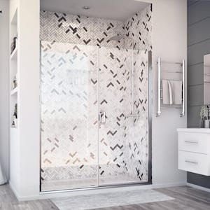Distinctive Elite 56 in. W x 71.375 in. H Semi-Frameless Hinged Shower Door and Inline Panel in Chrome