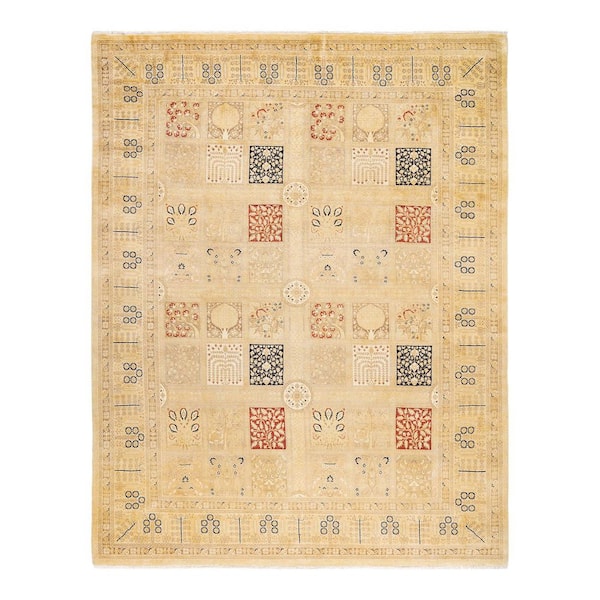 Mogul Ivory 8 ft. x 10 ft. Oriental Wool Indoor Area Rug