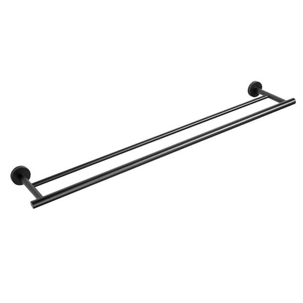 32 in. Wall Mounted Double Towel Bar in Matte Black