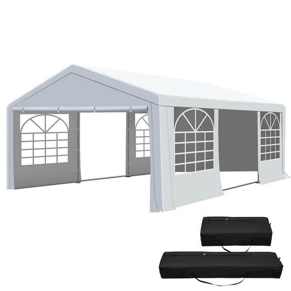 20 ft. x 20 ft. Outdoor Party Tent, Heavy Duty Patio Event Tent Gazebo Canopy with 4 Sandbags and 2 Storage Bags