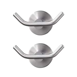 Wall Mounted Bathroom J-Hook Robe/Towel Hook in Brushed Nickel 2 Pack