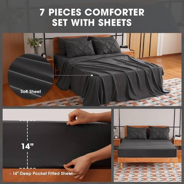 Comforter Set-7 Pieces Queen Bedding Sets, Bed in a Bag with