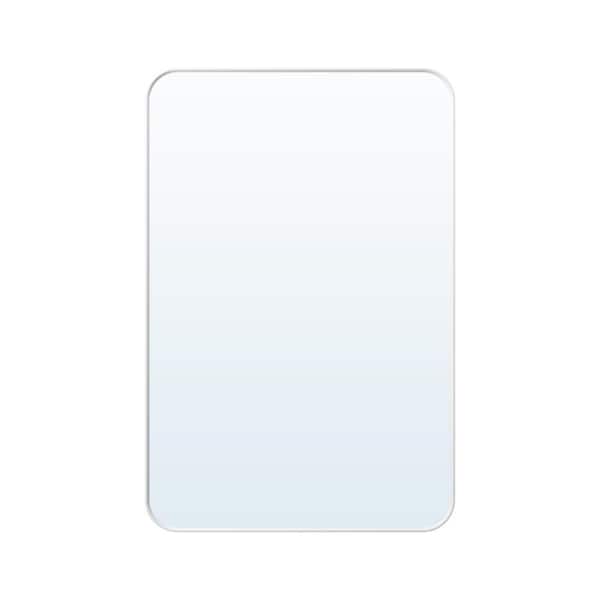 FORCLOVER 24 in. W x 36 in. H Rectangular Aluminum Framed Wall Mount Bathroom Vanity Mirror in White