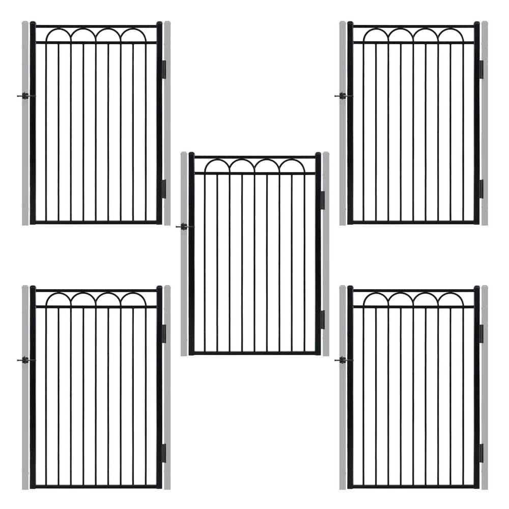 Anti-Rust 4 ft. x 6 ft. Black Steel Arc Flat Top Fence Gate (5-Pack) price history on PriceWatchPro