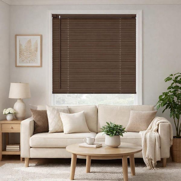 Mahogany Cordless Light Filtering No Drill Horizontal Window